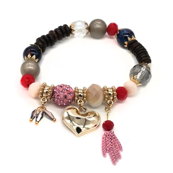 Bracelet with 3 strands and assorted charms. - Picture 2 of 2